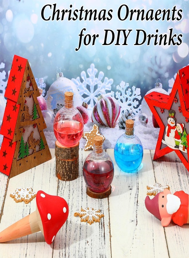 Lemecima 30 Pcs 6 oz Ball Shape Plastic Sand Art Bottles Spherical Clear Plastic Potion Bottles Christmas Cocktail Ornament Balls for DIY Wedding Party Gift Crafts Decoration(Wood Color, Cork) - Image 5